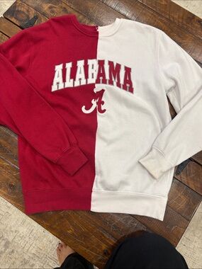 Alabama Split-Color Crewneck Sweatshirt - Crimson & White
